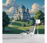 ZISTRCBAO Russian Palace Meadow Photo Wallpaper Panoramic, Classical Realism Wall Mural Poster 3D Effect - Silk Wallpaper for Living Room Bedroom Office TV Background Decoration, 350x256cm
