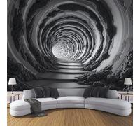 ZISTRCBAO Silk Wallpaper - Black White Spiral Tunnel Wall Mural Photo Wallpaper, Dark Industrial Style Wall Mural for Bedroom, Living Room Background Decoration Photo Walls Paper 400x280cm