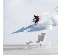 ZISTRCBAO Skiers Snow Mural Wallpaper, Sports Realism Panoramic Wallpaper, Wall Mural Decoration Poster 400x280cm Mural for Living Room Bedroom Hallway, White