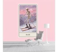 ZISTRCBAO Skiing Skull Snow Mountain Wallpaper Mural, Abstract Gothic Style Poster Picture Wallpaper Mural 250x175cm Wall Paper for Home Living Room Kids Bedroom Decor, Pink