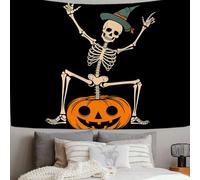 ZISTRCBAO Skull Skeleton Pumpkin Tapestry Wall Hanging | American Retro Cartoon Tapestries, Home Decor Wall Hanging Bed Cover Terror Bedroom Living Room Dorm 150x130cm, Black