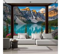 ZISTRCBAO Snow-Capped Mountains Lakes Wall Mural 400x280cm, 3D Virtual Window Panoramic View Silk Photo Wallpaper, Turquoise Decoration Poster Mural for Bedroom Living Room TV Background Wall Decor
