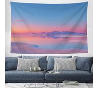ZISTRCBAO Snow-Capped Mountains Reflected Lake Tapestry Minimalism Wall Tapestry for Bedroom Aesthetic, Pink Tapestries Wall Hanging Background Cloth for Dorm Living Room Decor 200x150cm