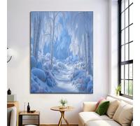 ZISTRCBAO Snow Forest Canvas Wall Art Winter Snow Scene on Canvas Print Posters Light Blue Prints Poster Pictures for Living Room Hallway Stairs Bedroom Bathroom Wall Decor 70×100 cm Frameless