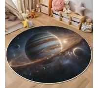 ZISTRCBAO Soft Area Circle Space Jupiter Rug, Cosmic Theme Bedside Round Rug for Kids Teens Room Decor Indoor Round Carpet for Bedroom Living Room Nursery 120cm
