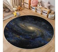 ZISTRCBAO Space Nebula Rugs Round 60cm Living Room, Cosmic Theme Circle Carpet, Non Slip Machine Washable Carpet, Black Round Rug for Nursery Children's Toy Room