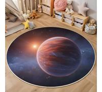 ZISTRCBAO Space Planets Round Area Rugs Living Room, Cosmic Theme Circle Area Rug Non Slip Washable Floor Rugs Non Slip Dark Blue Round Rug for Kids Rooms Childrens Bedroom Decor 80cm
