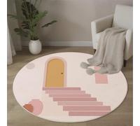ZISTRCBAO Staircase Door Round Rug 100cm Indoor Circle Soft Rug Washable Boho Minimalism Print Non Slip Carpet for Bedroom Entryway Living Room Hall Decor