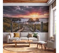 ZISTRCBAO Stepped Trails Coastline Reefs Mural Wallpaper 250x175cm | Vintage Wilderness Seaside Wall Mural, Silk Photo Wallpaper for Bedroom Living Room Hallway Sofa Backdrop Wall Decor