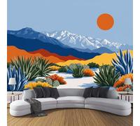 ZISTRCBAO Sun Snow Mountain Desert Landscape Wallpaper Mural, Cartoon Style Poster Picture Wallpaper Mural 350x256cm Wall Paper for Home Living Room Kids Bedroom Decor, Multi-Color