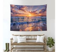 ZISTRCBAO Sunlight Clouds Waves Tapestry, Sunset On The Coast Wall Hanging, Tapestries Decor, Orange Wall Art for Classroom, Living Room, Dorm - 230x180cm