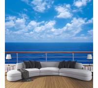 ZISTRCBAO Tranquil Ocean Scenery Wall Mural, Blue Wall Decor Poster Wallpaper for Living Room Bedroom Dorm, 300x210cm