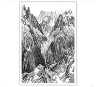 ZISTRCBAO Unframed Canvas Wall Art, Snow-Capped Mountains Valleys Paths Painting for Bedroom Decor, Realistic Sketch Style Canvas Wall Art for Living Room, Hallway, Or Office Decor 80×120 cm