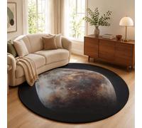 ZISTRCBAO Universe Pluto Round Rug, 180cm | 3D Realistic Space Washable Area Rug Soft, Non-slip, Circular Rugs for Living Rooms, Featuring a Non-slip Backing Carpet for Entryways, Brown