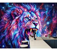 ZISTRCBAO Universe Starry Sky Lion Panoramic Wallpaper Mural - 300x210cm Silk Wall Mural, Surrealism Wallpaper Photo Wall Murals Home Bedroom Decoration Walls Covering