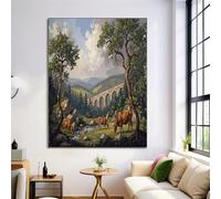 ZISTRCBAO Valleys Forests Fields Canvas Wall Art, Classic European Scenery Wall Art Poster for Bedroom Living Room Kitchen Cafe Decor 60×90 cm Unframed Poster