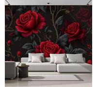 ZISTRCBAO Vines Red Roses Panoramic Wallpaper Mural - 300x210cm Silk Wall Mural, Gothic Flowers Wallpaper Photo Wall Murals Home Bedroom Decoration Walls Covering
