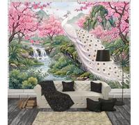 ZISTRCBAO Vintage Flowers Birds Tapestry Wall Hanging | White Peacock Cherry Blossoms Stream Wall Hanging Tapestries for Home Office Dorm Indoor Decoration, 150x100cm