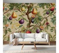 ZISTRCBAO Wallpaper 200x140cm - Fruit Tree Branches Pears Passion Fruit Home Decor & Mural, Vintage English Countryside Photo Mural Wallpaper Room Decoration Home Office Wall Covering Poster, Green