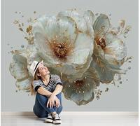 ZISTRCBAO Wallpaper Murals 200x140cm, 3D Flower Sculpture Photo Wallpaper, Retro Relief Art Silk Wall Mural Giant Poster, Modern Living Room Bedroom Backdrop Wall Decor
