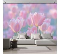 ZISTRCBAO Wallpaper Murals 200x140cm, Tulip Fields Photo Wallpaper, Romantic Spring Flowers Silk Wall Mural Giant Poster, Modern Living Room Bedroom Backdrop Wall Decor
