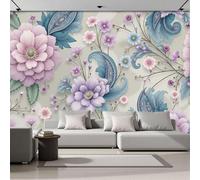 ZISTRCBAO Wallpaper Murals 300x210cm, Peony Paisley Pattern Photo Wallpaper, Vintage Boho Style Silk Wall Mural Giant Poster, Modern Living Room Bedroom Backdrop Wall Decor