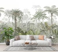 ZISTRCBAO Wallpaper - Palm Trees Monstera Deliciosa Aloe Vera Wall Mural | Vintage Hand-Painted Tropical Plants Photo Wallpaper Mural for Living Room Bedroom, Silk Decorative Wall Art 200x140cm