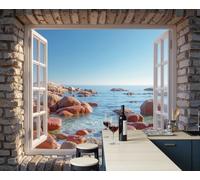 ZISTRCBAO Wallpaper - The Sea Reefs Wall Mural | Coastal View Photo Wallpaper Mural for Living Room Bedroom, Silk Decorative Wall Art 200x140cm