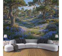 ZISTRCBAO Wallpaper - Wall Mural Flowerbeds Pine Forests, Photo Wallpaper Dreamy Scenery, Multicolored Silk Art Print Wall Paper for Bedroom Living Room Mural Decoration 150x105cm