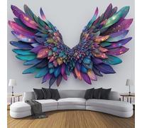 ZISTRCBAO Wallpaper - Wall Mural Rainbow Angel Wings, Photo Wallpaper Watercolor Style, Multicolor Silk Art Print Wall Paper for Bedroom Living Room Mural Decoration 300x210cm