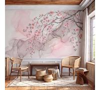 ZISTRCBAO Watercolor Flowers Wallpaper | Cherry Blossom Branches Ink Wash Texture Wall Mural 200x140cm, Light Pink Silk Photo Wallpaper Mural for Bedroom, Living Room, Hallway, Home Decor