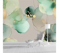 ZISTRCBAO Watercolor Green Gold Marble Wallpaper Mural, Abstract Fluid Art Poster Picture Wallpaper Mural 250x175cm Wall Paper for Home Living Room Kids Bedroom Decor, Mint Green