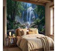 ZISTRCBAO Waterfalls Rocks Forests Large Decorative Wall Mural 250x175cm, Realistic Natural Scenery Photo Wallpaper, Room Decor Wall Art for Living Room Bedroom Home Office Greenery Walls Murals