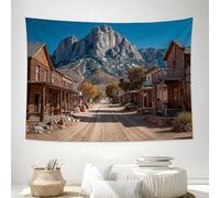 ZISTRCBAO Western Old Town Mountains Tapestry 200x150cm, Vintage Cowboy Village Wall Hanging, Home Decor for Bedroom Living Room Dorm Polyester Fabric Home Decor, Brown