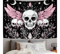 ZISTRCBAO Wings Skull Moon Tapestry Wall Hanging | Mysterious Dark Style Tapestries, Home Decor Wall Hanging Bed Cover Terror Bedroom Living Room Dorm 100x75cm, Black
