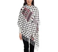 ZISTRCBAO Winter Knitted Scarf For Women - Womens Scarf with Tassel Palestine Palestinian Large Super Shawl and Wrap Tatreez Embroidery Design Reversible Pashmina Scarves,as shown,One size