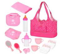 ZITA ELEMENT 13 Pcs 16-18'' Baby Doll Star Element Dining Out Package with Clothes & Accessories, Includes Dining Bag, Baby Bottle, Comb Mirror, Saliva Towel, Panties, Pacifier, Diaper, etc (No Doll)