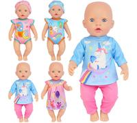Zita Element 4 Set Baby Doll Clothes for 13-16 Inch Dolls, Doll Clothes Accessories Include Onesies, Hat, Dress, Long-Sleeved Top, Long Pants, for Christmas Birthday Gifts (Doll Not Included)