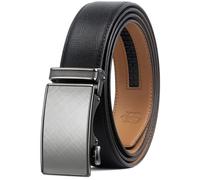 Zitahli Belt Men, Ratchet Belt Dress with 1 3/8" Premium Leather,Slide Belt with Easier Adjustable Automatic Buckle, Black-f009, 30" to 36" Waist Adjustable