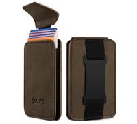 Zitahli Card Cases, Slim Wallet for Men and Women, Holds 12+ Cards, Pull-tab design, Minimalist Front Pocket RFID Blocking Leather Card Holder, Gifts for men, A. Texas Brown