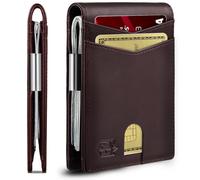 Zitahli Genuine Leather Wallet for Men 12 Cards Slim Mens Wallets Bifold RFID Blocking with Money Clip & ID Window Thin Minimalist Card Holder Wallet with Gift Box, Melted Chocolate, 3.9 x 2.85 x 0.5