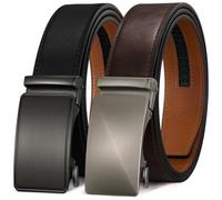 Zitahli Men Belt 2 Pack - Customizable Fit Leather Black Brown Adjustable Ratchet Belt for men Dress Casual Golf,Gift for men, Basic Black/Coffee, 26" to 32" Waist Adjustable