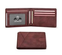 Zitahli Men's Slim RFID Blocking Leather Wallet - Premium Bifold Front Pocket Wallet with Gift Box,Leather Card Holder for Everyday Carry, Red Brown, Classic