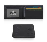 Zitahli Men's Slim RFID Blocking Leather Wallet - Premium Bifold Front Pocket Wallet with Gift Box,Leather Card Holder for Everyday Carry, Crazy Horse Black, Classic