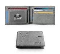 Zitahli Men's Slim RFID Blocking Leather Wallet - Premium Bifold Front Pocket Wallet with Gift Box,Leather Card Holder for Everyday Carry, Grey, Classic