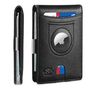 Zitahli Men's Wallets Airtag Holder Slim RFID Leather with Gift Box, Classic Black, S, Modern