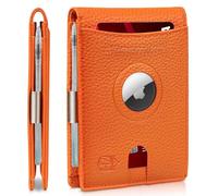 Zitahli Men's Wallets Airtag Holder Slim Rfid Leather with Gift Box, New Lychee Orange, S, Modern