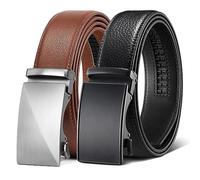 Zitahli Ratchet Belt for Men - Mens belt Leather 2 Packs with 1 3/8" Brown Black Belt in Gift Set Box - Micro Adjustable Belt, Litchi Black/Brown 01, 34" to 48" Waist Adjustable