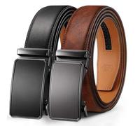 Zitahli Ratchet Belt Men 2 Pack - Leather Click Mens Belt Adjustable,Cut for Perfect Fit Dress belt Casual,Gifts for Men, Basic Black/Dark Brown, 34" to 40" Waist Adjustable
