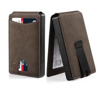 Zitahli Slim Wallet for Men, Minimalist Mens Wallets, RFID Blocking Credit Card Holder, Pop Up Metal Bifold, Business Card Case, with Gift Box, Bicolor Crazy Horse Coffee, Classic